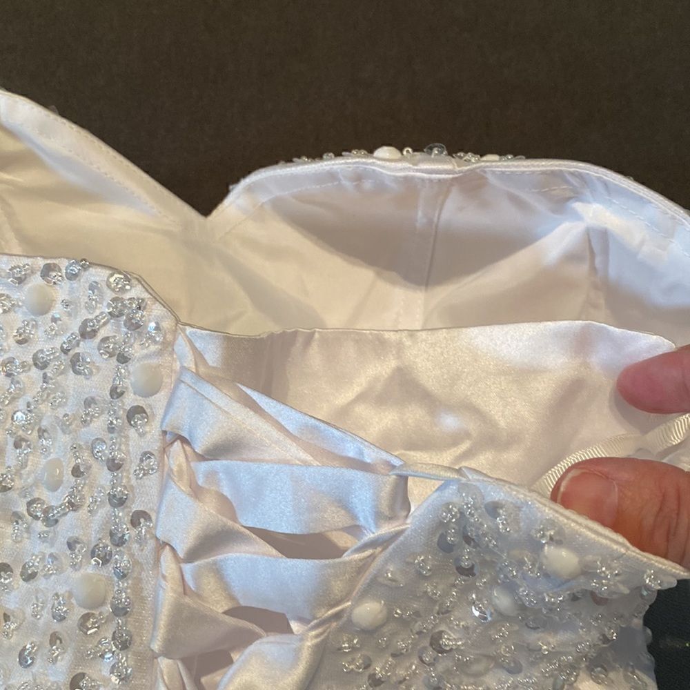 Women’s Wedding Dress Sweetheart Neckline Corset Back Ruffle Skirt Size S - Picture 12 of 12